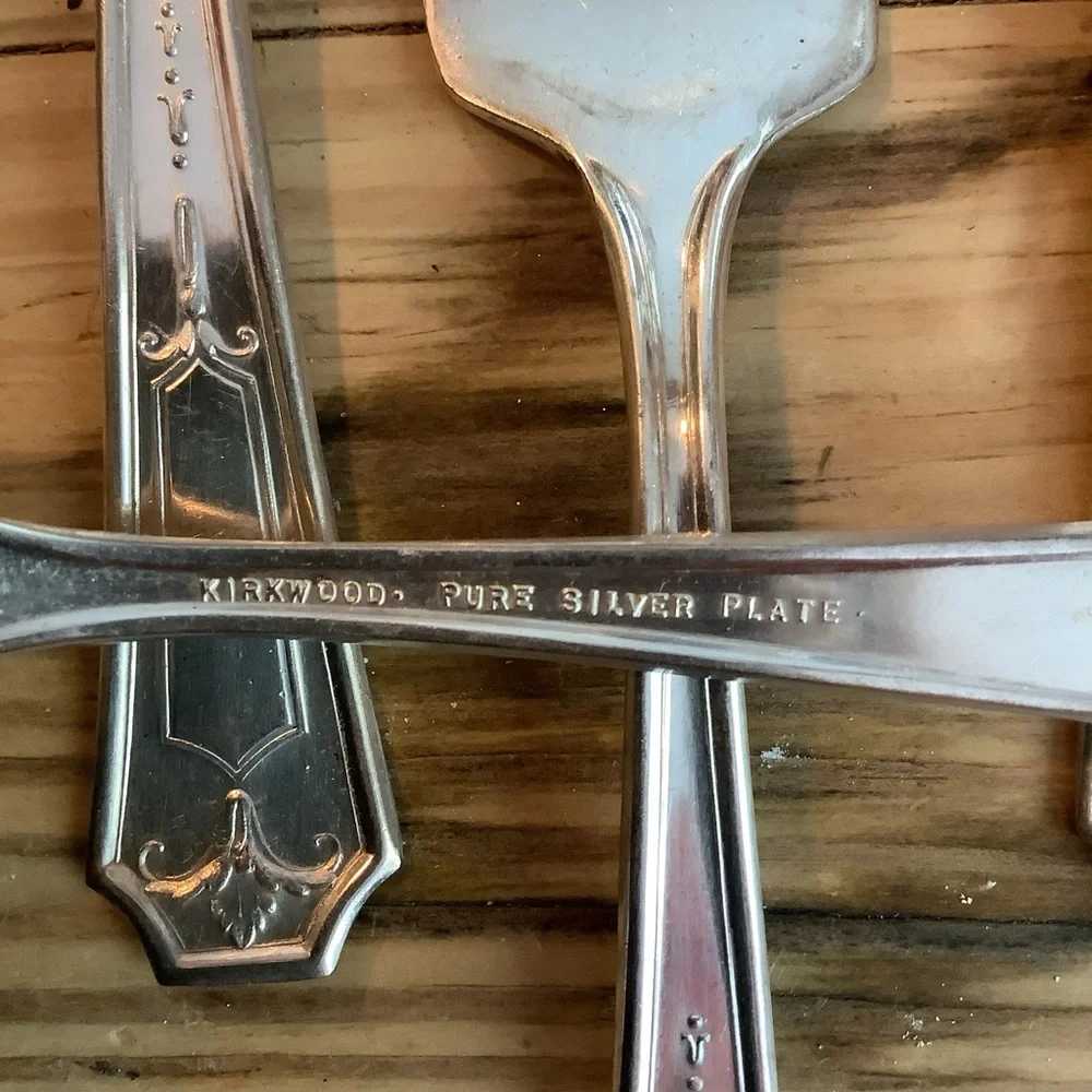 Vintage Antique Set of 6 Kirkwood Pure Silver Plate Salad Forks